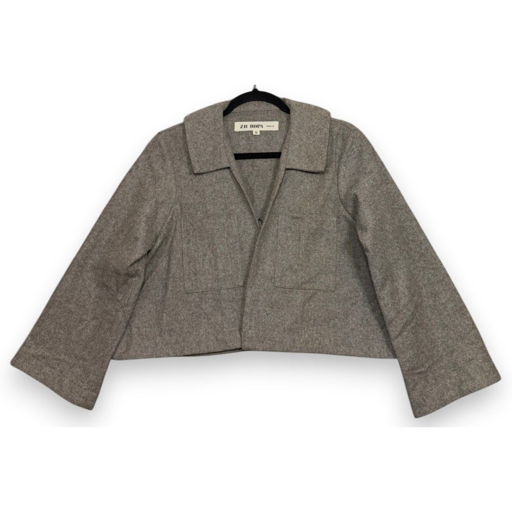 Zii Ropa Jacket Womens M Brown Cropped Wool Open Back‎ Minimalist Made in Mexico